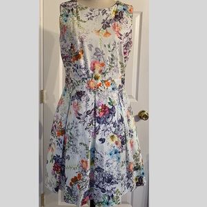 Closet London Floral Pleated Dress with Lace Back